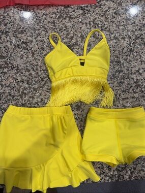 Yellow Fringe Bralette Set - Girls oh lala 3 pieces CXS